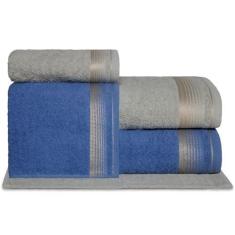 Imagem de Jogo de Toalhas Gigante 5 Peças 380g/m2 100% Algodão Sublime (Gris + Azul Egito)
