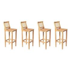 Imagem de Kit 4 Banquetas Alta De Ripada Com Encosto Confort - Natural - Bege