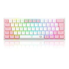 Imagem de TECLADO MECANICO GAMER REDRAGON ANIVIA BRANCO COM ROSA RGB COM SWITCH AZUL ABNT-2