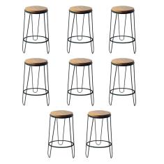 Imagem de Kit 8 Banquetas Banco Guatemala Estilo Industrial Preto Preto