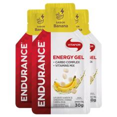 Imagem de Kit 3 Endurance Energy Gel Vitafor Caixa 12 Sachês Banana