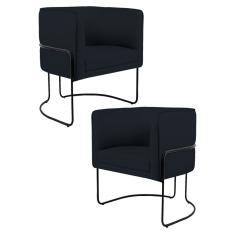 Imagem de Kit 2 Poltronas Decorativas Base Aço Betina B-300 Veludo  - Domi