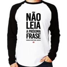 Imagem de Camiseta Raglan Não Leia A Próxima Frase Manga Longa - Foca Na Moda