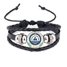Imagem de DIYthinker Pulseira com emblema nacional do Cabo Verde com contas de couro trançado