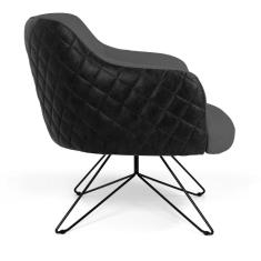 Imagem de Kit 02 Poltronas Decorativas Jade Base Orby Giratória C-416 Corano Tressê Linho  Escuro - Domi