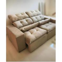 Imagem de Sofá Retrátil E Reclinável Com 2,00M De Largura Em Tecido Suede Bege