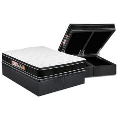 Imagem de Cama Box Baú King: Colchão Espuma Castor D33 Black E White Double Face + Base Gray(193X203)