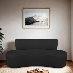 Imagem de Sofá Curvo Orgânico 140cm 2 Lugares Linho Antonela Preto