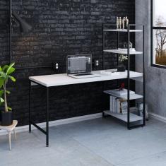 Imagem de Escrivaninha com Estante 4 Prateleiras Estilo Industrial 150cm Active Yescasa Branco Chess