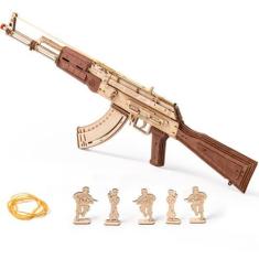 Imagem de Quebra-cabeça 3D ROKR Rubber Bands Gun, modelo AK-47 para adultos