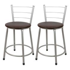 Imagem de Banquetas Baixa Para Cozinha Cinza 2Un Assento Marrom