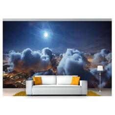 Imagem de Papel De Parede Lua Noite Nuvens Estrelas 3D Nsk83