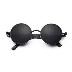 Imagem de Óculos de Sol Redondo Detalhes Parafusos e Molas com Proteção Lateral Steampunk Vintage Retro Masculino Feminino Escuro Proteção UV400 
