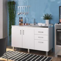 Imagem de Balcão Para Pia 120cm 3 Portas 2 Gavetas Flex - Móveis Cadorin