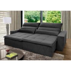 Imagem de Sofá Retrátil Reclinável Amsterdam 2,70m Suede Velut Cinza c/ Molas no Assento - King House