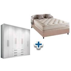 Imagem de Cama Box Casal + Colchão Scotland Herval + Guarda Roupa Master 8.6 Branco