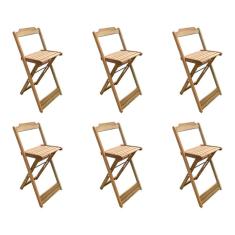 Imagem de Kit 6 Banquetas Bistrô Dobravél para Bar - sem Pintura / Crua