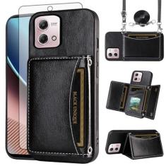 Imagem de Asuwish Capa de celular para Motorola Moto G Stylus 4G 2023 com protetor de tela de vidro temperado, compartimento para cartão de crédito, alça transversal, acessórios para celular GStylus XT2317-1