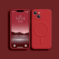 Imagem de Capa de silicone líquido para iphone 15 11 12 13 14 pro max mini x xr xs plus telefone magnético capa de carregamento sem fio, vermelho, para iphone 11