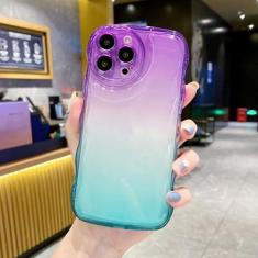 Imagem de Luxo gradiente arco-íris colorido claro encaracolado ondulado caso para iphone 13 12 11 pro max x xr xs max 7 8 plus silicone macio, 6, para iphone 13pro