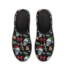 Imagem de GOSTONG Tênis masculino casual sem cadarço mocassim fácil antiderrapante respirável malha legal tênis de corrida para homens preto EUA 34-48, Caveira de Natal, 36