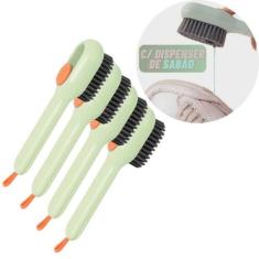 Imagem de Kit 4 Escovas Borrifa Solta Detergente Multiuso Tênis Roupa - Escova L