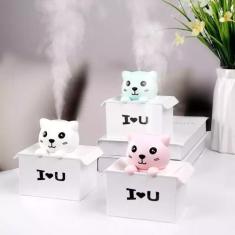 Imagem de Mini Umidificador De Ar Gatinho Decorado Na Caixinha Usb + Led - Multi