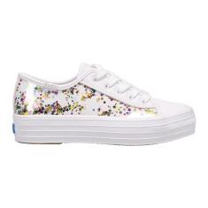 Imagem de Keds Tênis feminino Triple Up-Glitter Under Glas (criança pequena), Branco/Glitter, 18