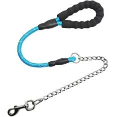 Imagem de SEPXUFORE Coleira para cães à prova de mastigação, corda de nylon forte de 1,27 cm, corrente antimastigação resistente com alça acolchoada ótima para cães médios e grandes