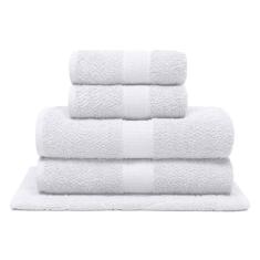 Imagem de Jogo de Banho Bouton Natural Branco 5Pçs (2 Toalhas de Banho + 2 Toalhas de Rosto + 1 Piso)