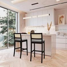 Imagem de Conjunto 2 Banquetas Altas Bistrô Tiê Cabecasa Madeiramadeira Preto/cinza