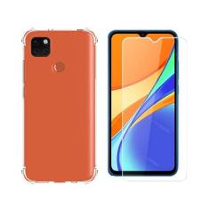 Imagem de Kit Capinha Celular Antichoque Compatível Xiaomi Redmi 9C + 2 Películas Vidro (Não Cobre Bordas Curvas do Aparelho)