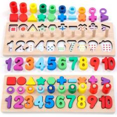 Imagem de Quebra-cabeças de números de madeira Montessori Toy GeoCrew para crianças de 1 a 3 anos