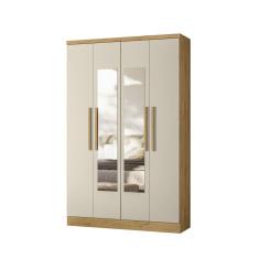 Imagem de Guarda-roupas 4 Portas 2 Gavetas Cem Espelho Mond 0009-41-freijo Toq-off White Brilho