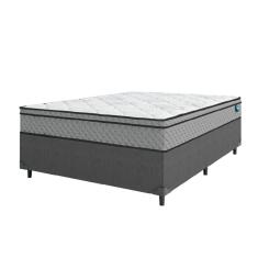 Imagem de Cama Box Casal Colchão Molas Ensacadas Mirage 138X188X62Cm Cinza/Branco