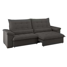 Imagem de sofá 4 lugares retrátil e reclinável módena molas ensacadas linho grafite