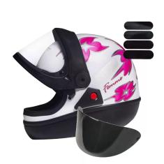 Imagem de Capacete San Marino Femme Branco Mais Viseira Fumê E Adesivo Preto