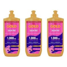Imagem de Creme Para Pentear Niely Gold 500ml Salva Fios-kit C/3un