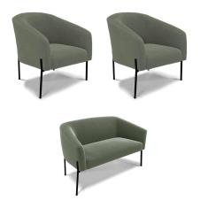 Imagem de Sofá Namoradeira E 2 Poltronas Pé Ferro Pto Stella Bouclê Menta D03 - D`rossi