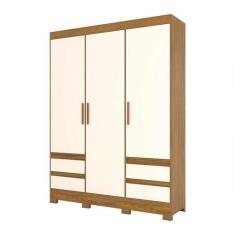 Imagem de Guarda-Roupa Casal Lema 3 PT 4 GV Nature e Off White - Briz