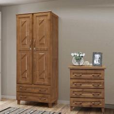 Imagem de Conjunto Quarto Imbuia: Guarda-Roupa Multiuso Flex 2 Portas 2 Gavetas, Cômoda 4 Gavetas Madeira Pinus - Cavazotto