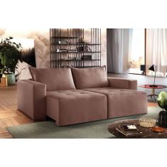 Imagem de Sofá Retrátil Urano Rose 2.20cm Almofadas Soltas - Zarat