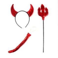 Imagem de Fantasia De Diabinha 3 Pçs Vermelha Carnaval Adulto/Inf - GabiJovi