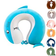 Imagem de Travesseiro infantil de pescoço para viagem, desenho animado atualizado, fofo, travesseiro de pescoço para crianças, meninos e meninas, travesseiro de viagem de espuma viscoelástica de avião para