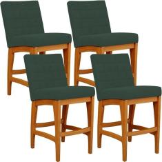 Imagem de Kit 04 Banquetas Baixa Cozinha Fixa Mila L02 Verde Musgo