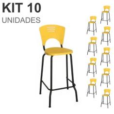 Imagem de KIT 10 Banquetas Fixa Alta Piacere - Cor Amarelo - 34113