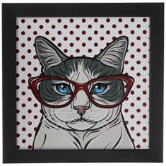 Imagem de Arte Maníacos Quadro Decorativo Gato de Óculos - 46x32,5cm (Moldura em laca )
