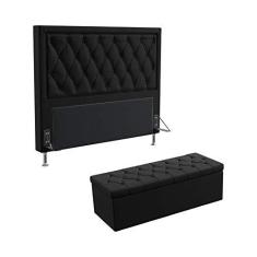 Imagem de Kit Cabeceira Estofada Para Cama Box Centaurus 140 Para Cama de Casal e Calçadeira Sagitarius Sued  Aradecor