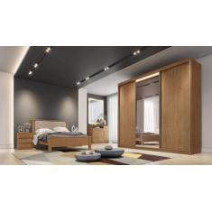 Imagem de Guarda Roupa Casal Com 1 Porta Espelhada 8 Gavetas - Diamond-Cumaru -