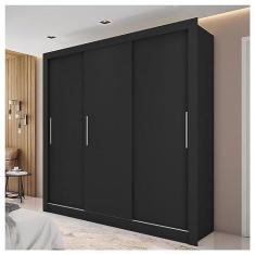 Imagem de Guarda Roupa 3 Portas 2 Gavetas New Glass Preto Caemmun